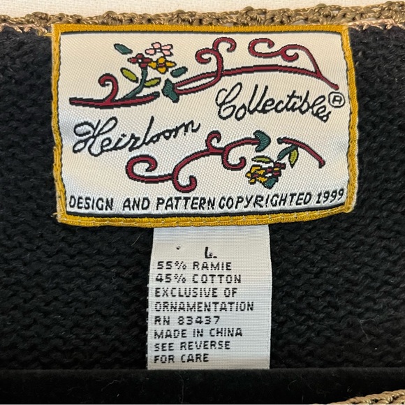 Heirloom Collectibles Womens Sweater Button Up Cardigan Embroidered Vintage L - Picture 9 of 10